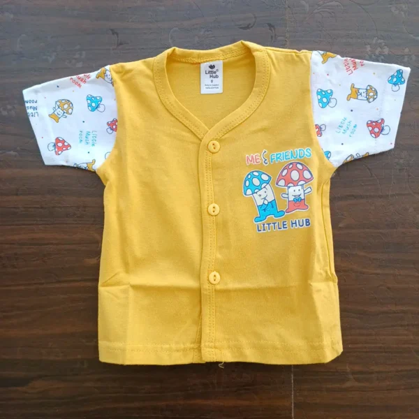 New Born Half Sleeve T-shirt With Half Pant Golden Yellow Color Sleeves
