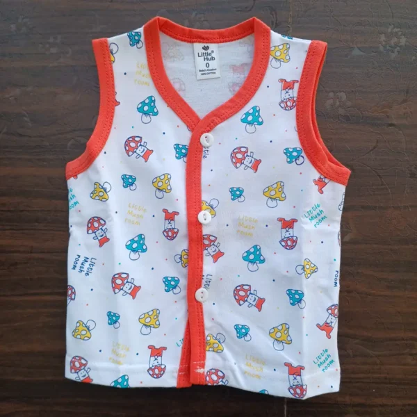 New Born Light Red color Sleeveless Printed T-shirt With Half Pant