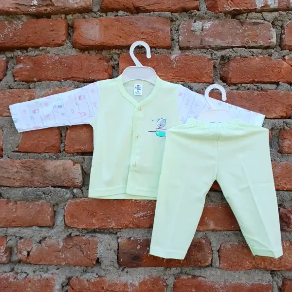 New Born Pear Color Full Sleeves Soft Cotton T-Shirt and Pyjama