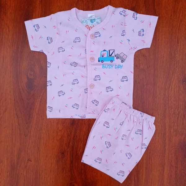 New Born Subra Soft Cotton Casual Wear Printed Daily Wear Light Pink