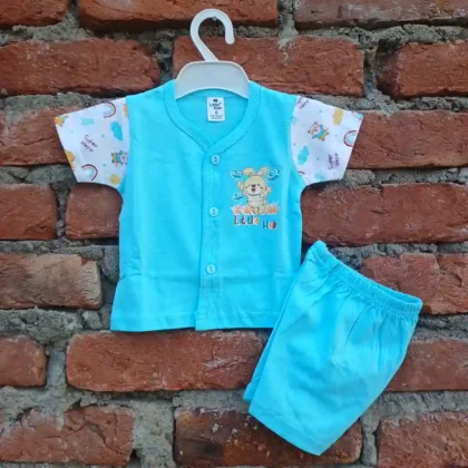 New Born Turquoise Half T-Shirt and Pant Cotton