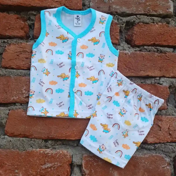 New Born Turquoise color Sleeveless T-Shirt and Pant