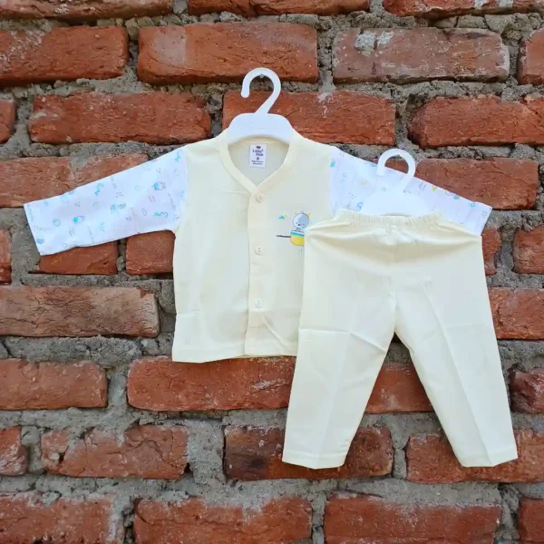 New Born White Light Yellow Soft Cotton T-shirt and Pyjama