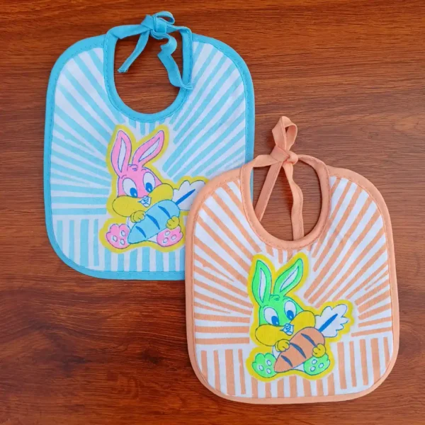 Pair of Light Yellow And Sky Color Feeding Bibs For Baby