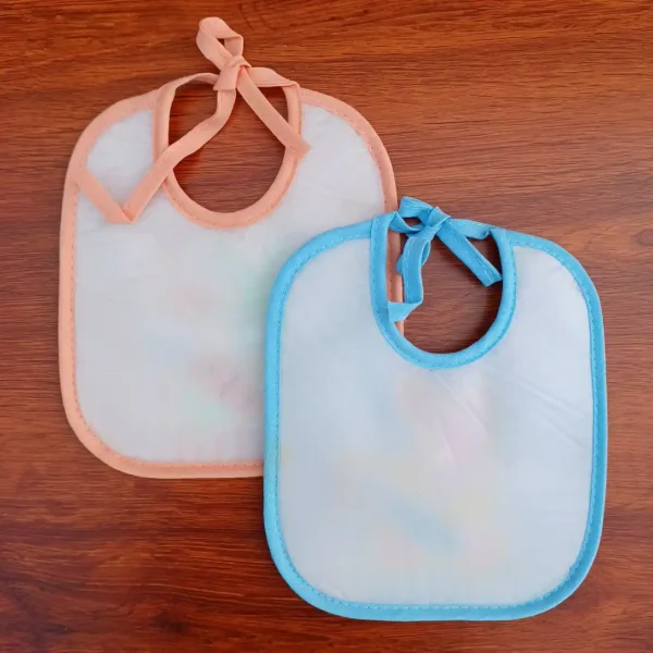 Pair of Light Yellow And Sky Color Feeding Bibs For Baby1