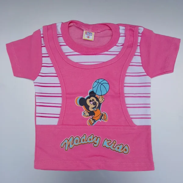 Pink Color Double Layered Micky Mouse Print T-Shirt With Pant2