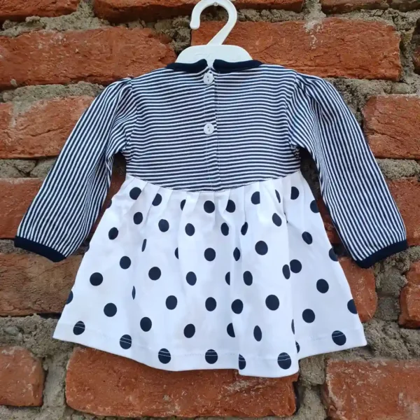 Printed Frock Navy Blue Thin Lining Large Dots With Back Button Pyjama4