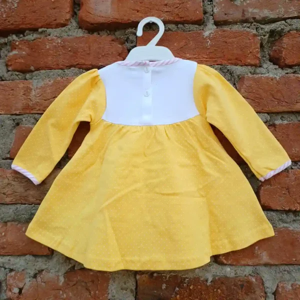 Printed Frock Yellow Color Full Sleeves Cotton White Dot and Pyjama2