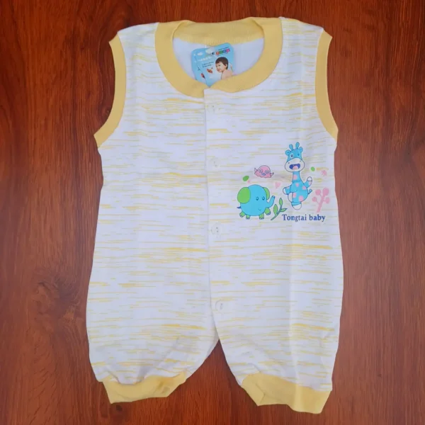 Pure Extra Soft Cotton Animals Yellow printed Sleeveless Jumpsuit or Romper