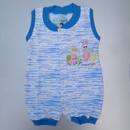Pure Extra Soft Cotton Blue Animals printed Sleeveless Jumpsuit Romper