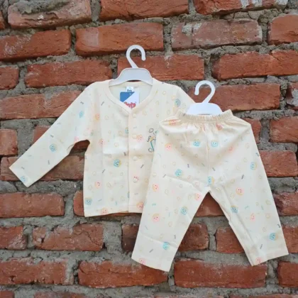 Pure Smooth Cotton Popcorn Printed Full Sleeves Tshirt and Long Pyjama