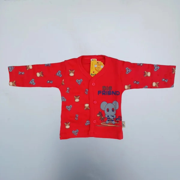 Red Color Cotton Full Sleeve Animal Printed Tee With Pyjama Cap Socks1
