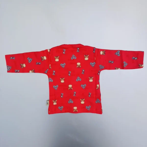 Red Color Cotton Full Sleeve Animal Printed Tee With Pyjama Cap Socks3