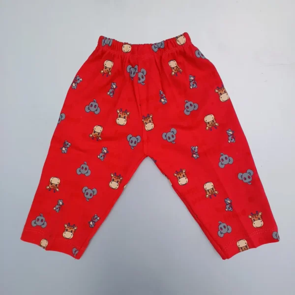 Red Color Cotton Full Sleeve Animal Printed Tee With Pyjama Cap Socks4