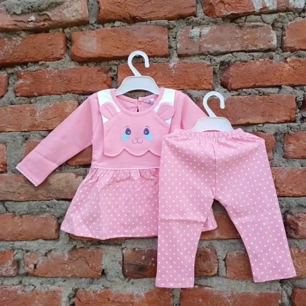 Soft Cotton Dots Double Layer Cloth With White Dots Print and Pyjama
