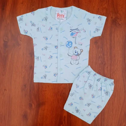 Soft Cotton Infant Casual Teddybear Helicopter Printed Bluebaby color