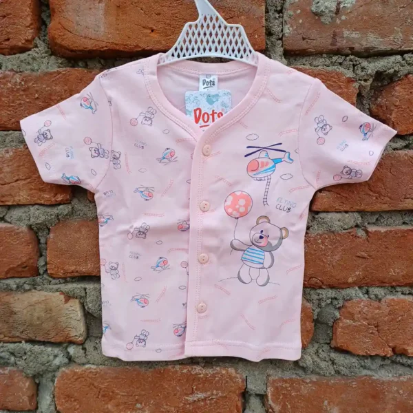 Soft Cotton Infant Casual Teddybear Helicopter Printed Daily Wear Light Pink1