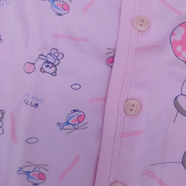 Soft Cotton Infant Casual Teddybear Helicopter Printed Daily Wear Pink2