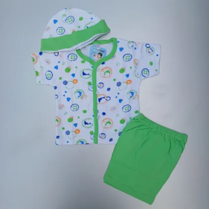 Soft Cotton V Neck Printed Half Sleeve T Shirt With Half Pant and Cap