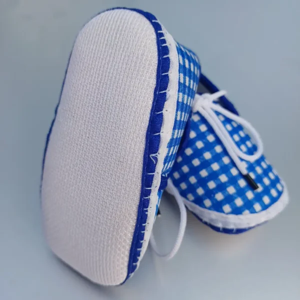 Unisex Blue & White Square Printed Booties for New Ones-CJ1