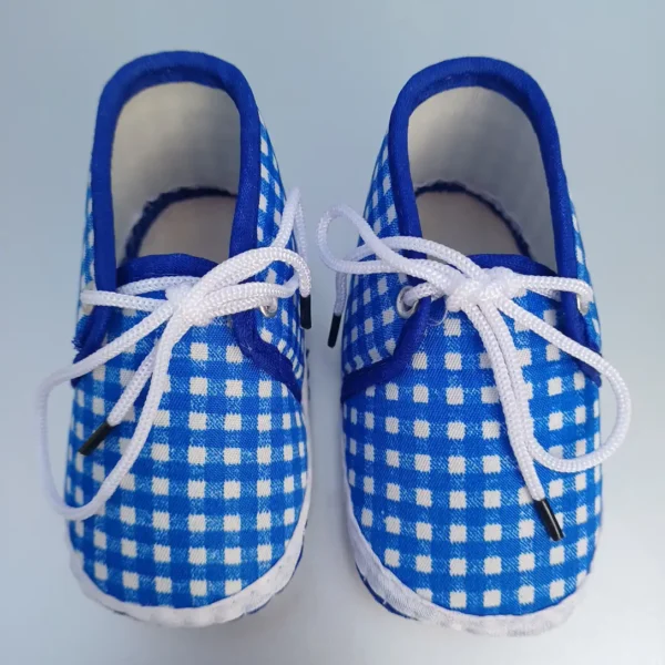 Unisex Blue & White Square Printed Booties for New Ones-CJ3