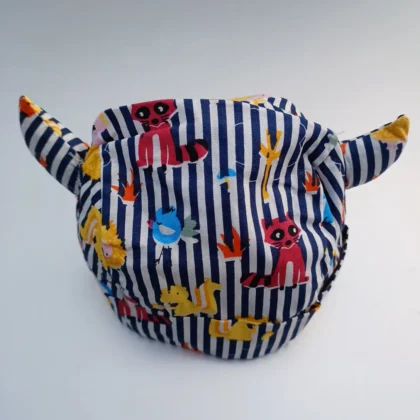 Unisex Cotton Horn-Lace With Blue & White Lining With Animals Printed Caps Summer Cap -Hats For Infants