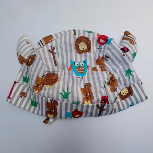 Unisex Cotton Horn-Lace With Grey & White Lining With Animals Printed Caps Summer Cap1 -Hats For Infants