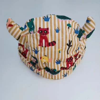 Unisex Cotton Horn-Lace With Tan & White Lining With Animals Printed Summer Cap -Hats For Infants3