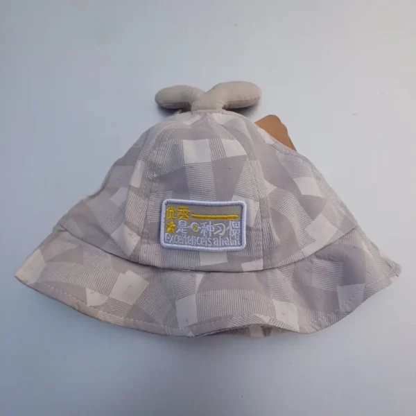 Unisex Grey White Summer Cap-Hats For Infants1
