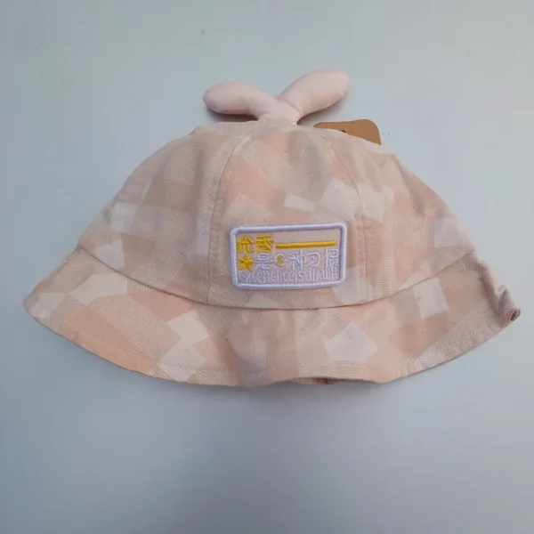 Unisex Light Pink White Summer Cap-Hats For Infants