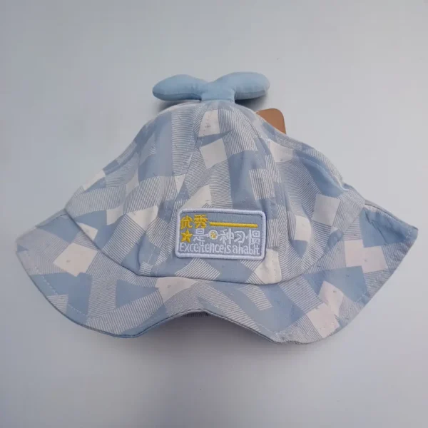 Unisex Light Sky Blue White colored Summer Cap-Hats For Infants