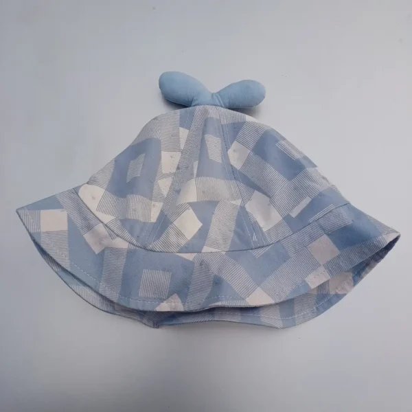 Unisex Light Sky Blue White colored Summer Cap-Hats For Infants1