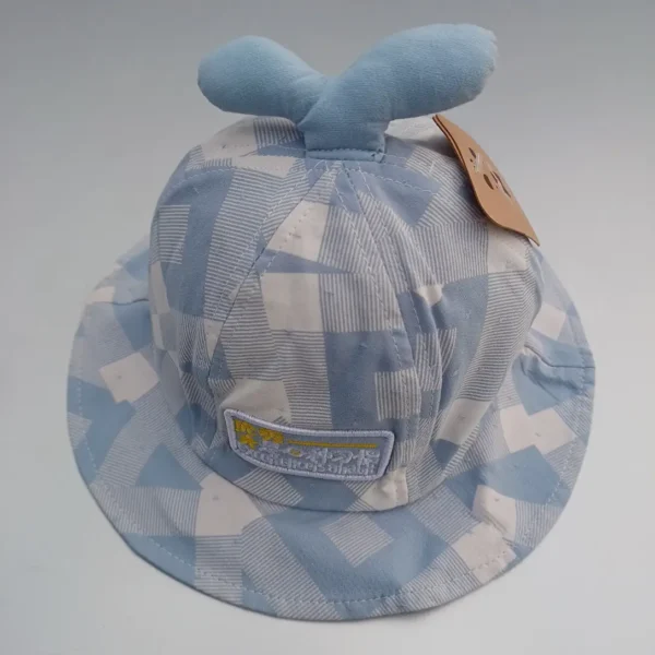 Unisex Light Sky Blue White colored Summer Cap-Hats For Infants3