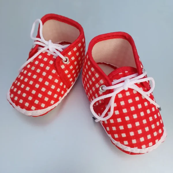 Unisex Red & White Square Printed Booties for New Ones-CJ
