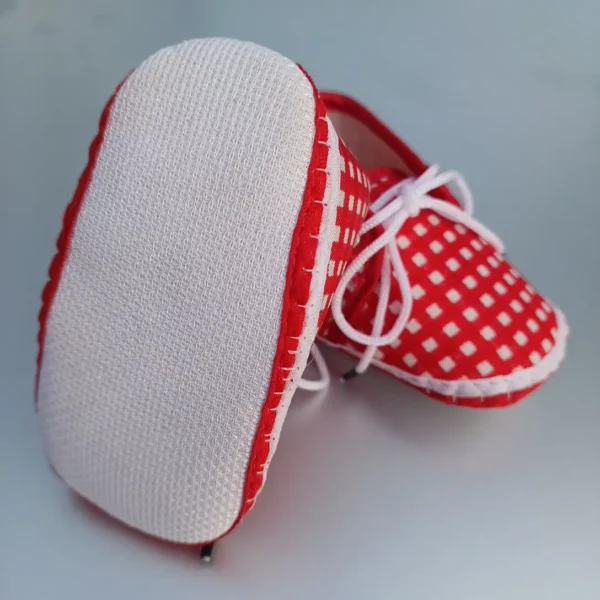 Unisex Red & White Square Printed Booties for New Ones-CJ2