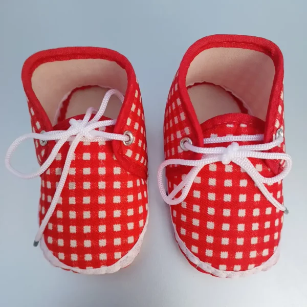 Unisex Red & White Square Printed Booties for New Ones-CJ3