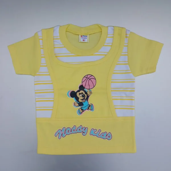 Yellow Color Double Layered Micky Mouse Print T-Shirt With Pant1