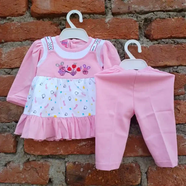 baby-girl-cotton-pink-color-embroidered-frock-with-pyjama