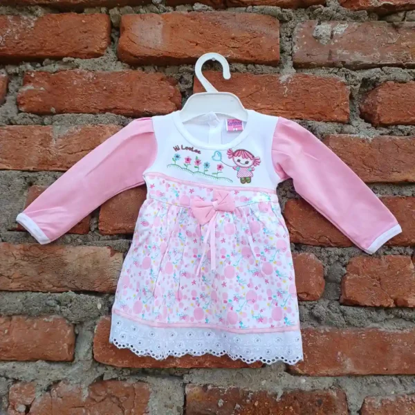 baby-girl-cotton-pink-color-embroidered-frock-with-pyjama1