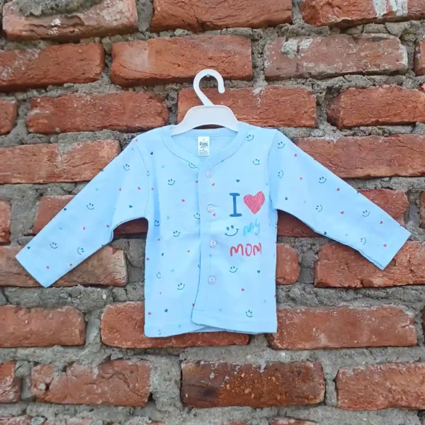Blue Cotton Popcorn Printed Full Sleeves T-Shirt and Long Pyjama - Image 2