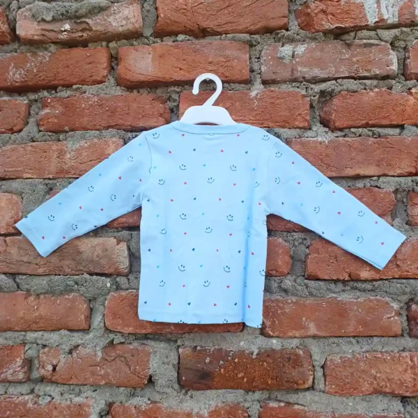 Blue Cotton Popcorn Printed Full Sleeves T-Shirt and Long Pyjama - Image 4
