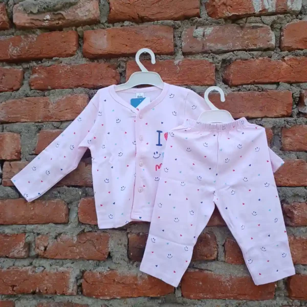 Light Pink Cotton Printed Full Sleeves T-Shirt and Long Pyjama6