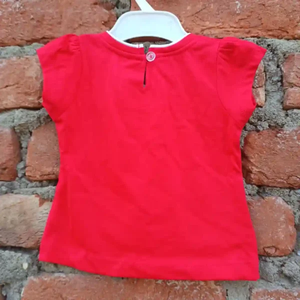 Red Printed Printed T Shirt with Polka Dot Skirt2