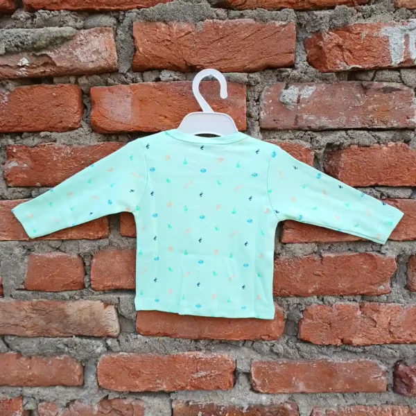 Aquamarine Color Cotton Printed Full Sleeves T-shirt and Long Pyjama