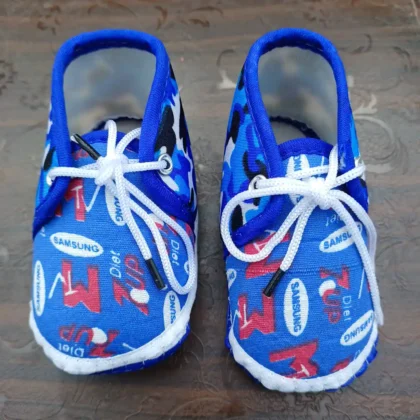 Baby Unisex Blue Prints Color Booties3