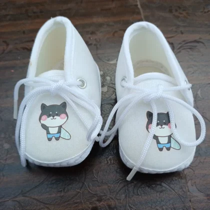 Baby Unisex Prints Color White Booties3