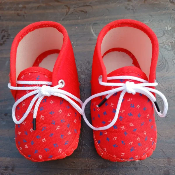 Baby Unisex Red Colour Booties Printed3