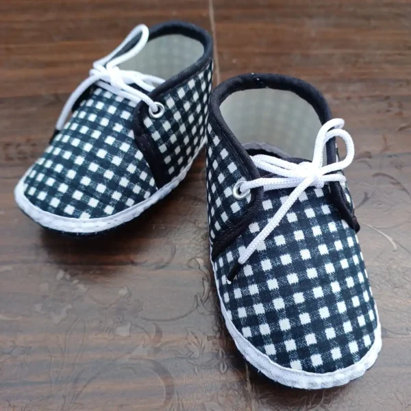 Black-White Check Polka Color Printed Booties-CJ