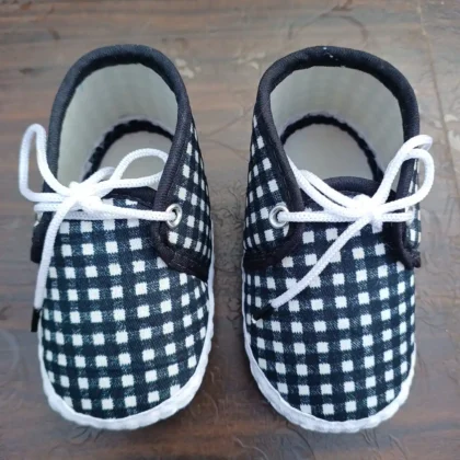 Black-White Check Polka Color Printed Booties-CJ