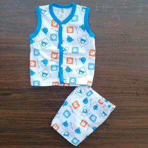 New Born Dark Blue Printed Sleeveless Cotton Fully Comfortable Hosiery